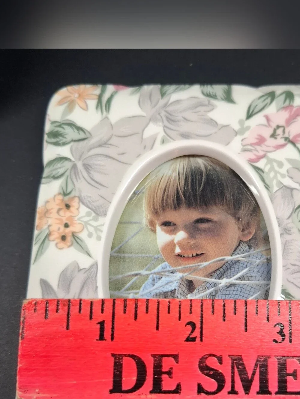 Vtg Sm Floral Ceramic Photo Frames Cottagecore Picture 2.5 x 3.5 Oval Rectangle